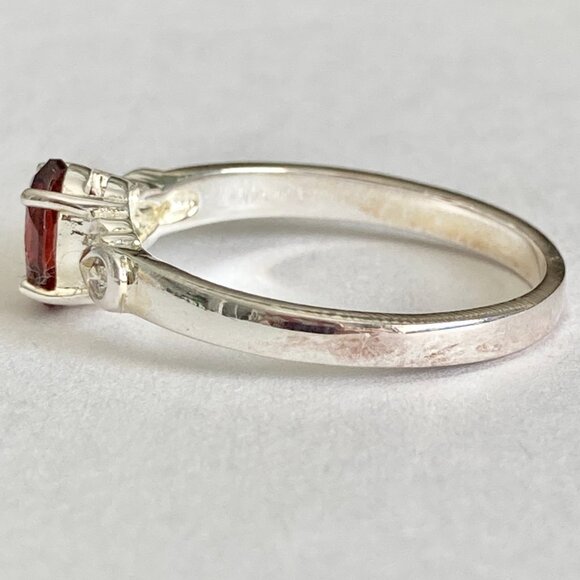 Vintage Silver Red Garnet Stone Solitaire Cocktail Ring 6 8 9 Plated Victorian - Picture 8 of 12